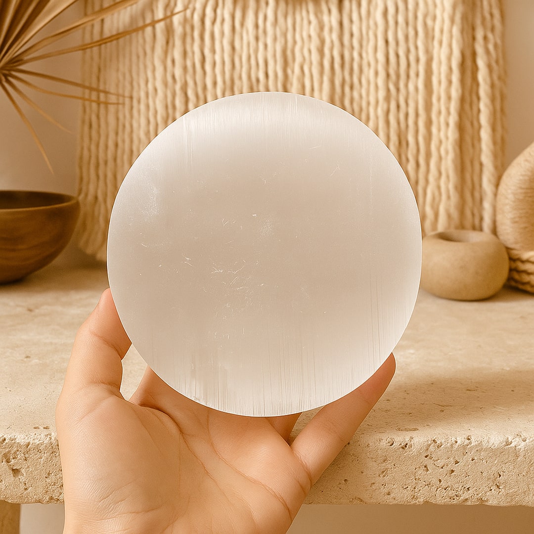 Plaque de Rechargement en Sélénite Fleur de Vie