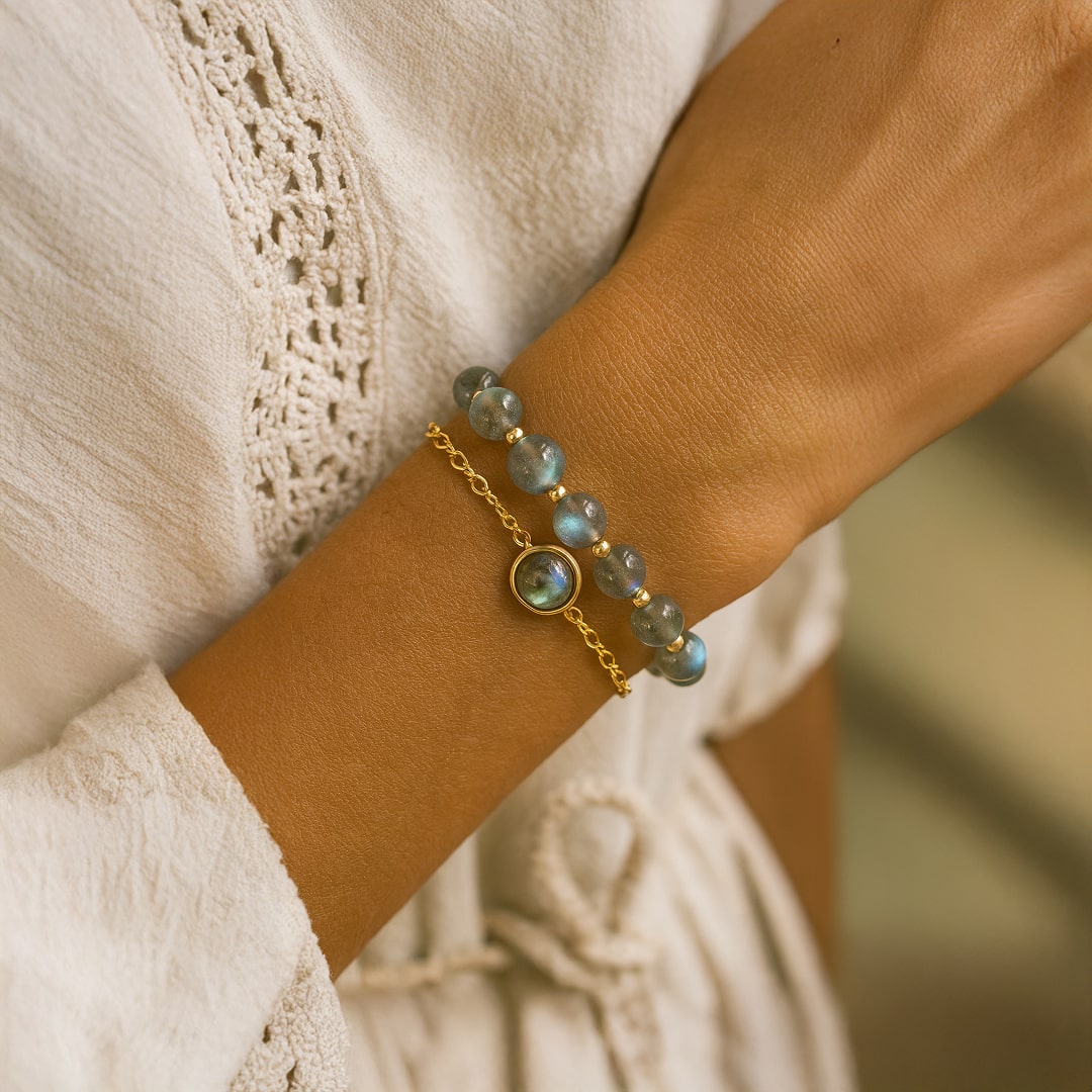 Bracelet Duo "Clarté & Protection" en Labradorite
