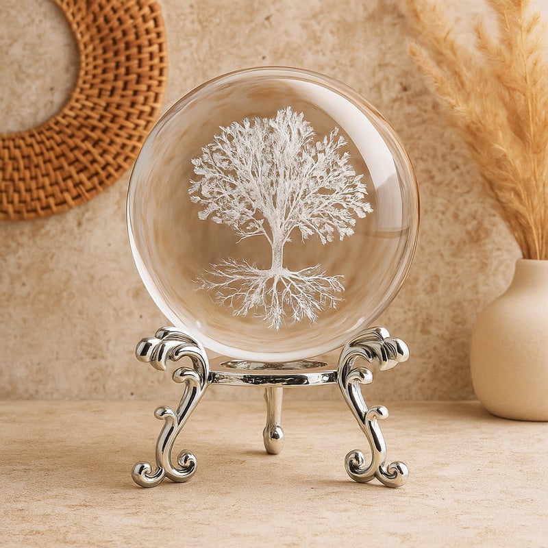 Boule de Cristal Arbre de Vie avec Support
