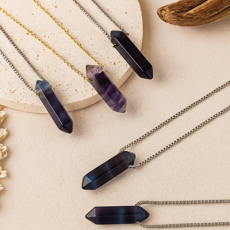 Collier Pointe "Lumière d’Esprit" en Fluorite