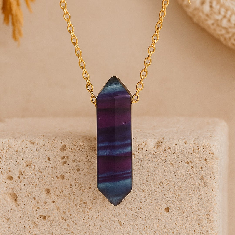 Collier Pointe "Lumière d’Esprit" en Fluorite