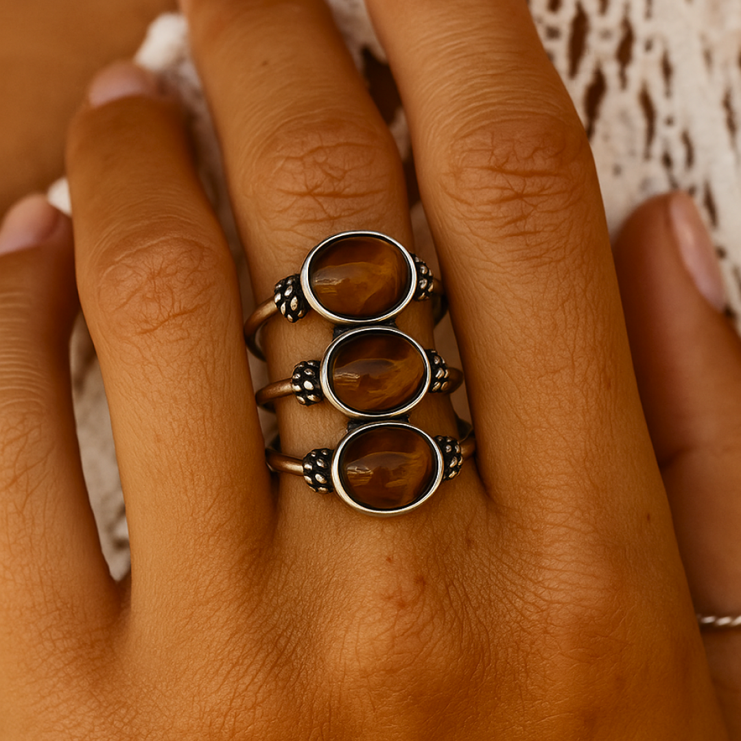 Bague "Confiance" en Œil de Tigre