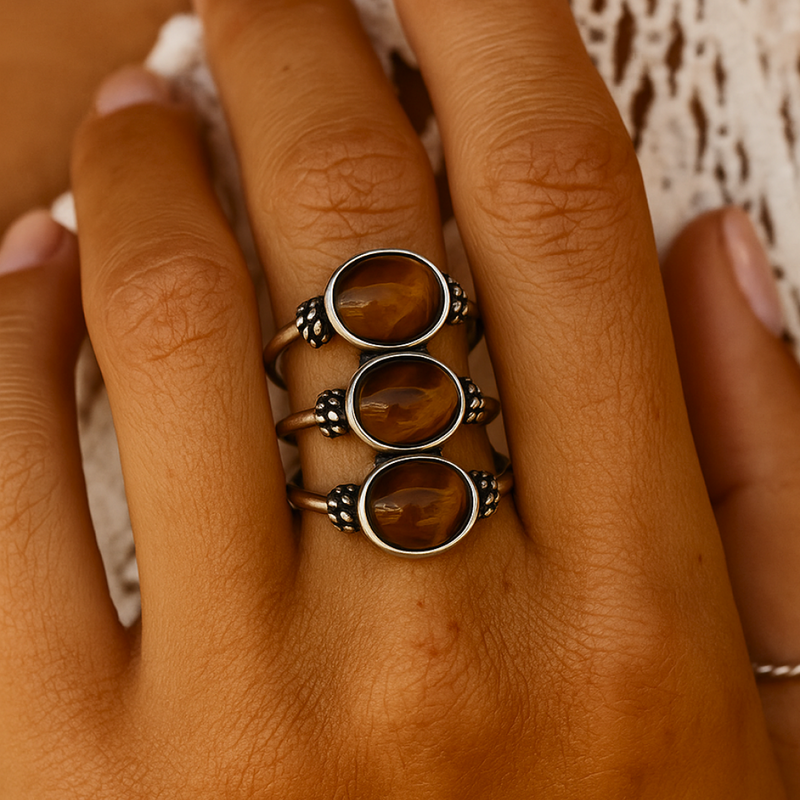 Bague "Confiance" en Œil de Tigre