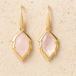Boucles d'Oreilles Feuilles de l'Arbre en Pierre Naturelle - Quartz Rose - L'Arbre des Chakras