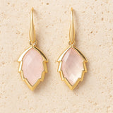 Boucles d'Oreilles Feuilles de l'Arbre en Pierre Naturelle - Quartz Rose - L'Arbre des Chakras