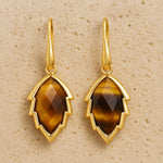 Boucles d'Oreilles Feuilles de l'Arbre en Pierre Naturelle - Oeil de Tigre - L'Arbre des Chakras