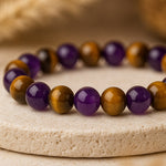 Bracelet "Délivrance" en Améthyste & Oeil de Tigre - - L'Arbre des Chakras