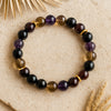 Bracelet "Harmonie & Protection" en Shungite, Quartz Fumé, Améthyste & Grenat