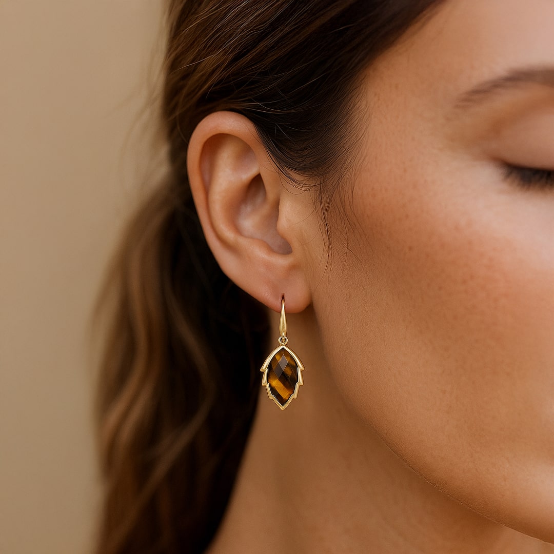 Boucles d'Oreilles Feuilles de l'Arbre en Pierre Naturelle - - L'Arbre des Chakras