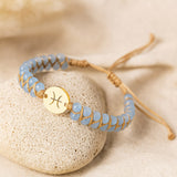 Bracelet Tressé "12 Constellations" en Pierres Naturelles - Poisson - Aigue marine - L'Arbre des Chakras