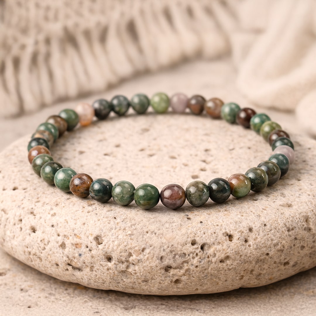 Bracelet "Paix Intérieure" en Agate Indienne - - L'Arbre des Chakras