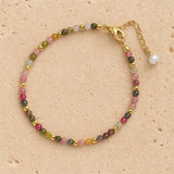 Bracelet Raffiné en Pierres Naturelles Fines - Tourmaline Multicolore - L'Arbre des Chakras