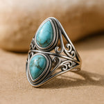 Bague "Echo Protecteur" en Turquoise & Argent - - L'Arbre des Chakras