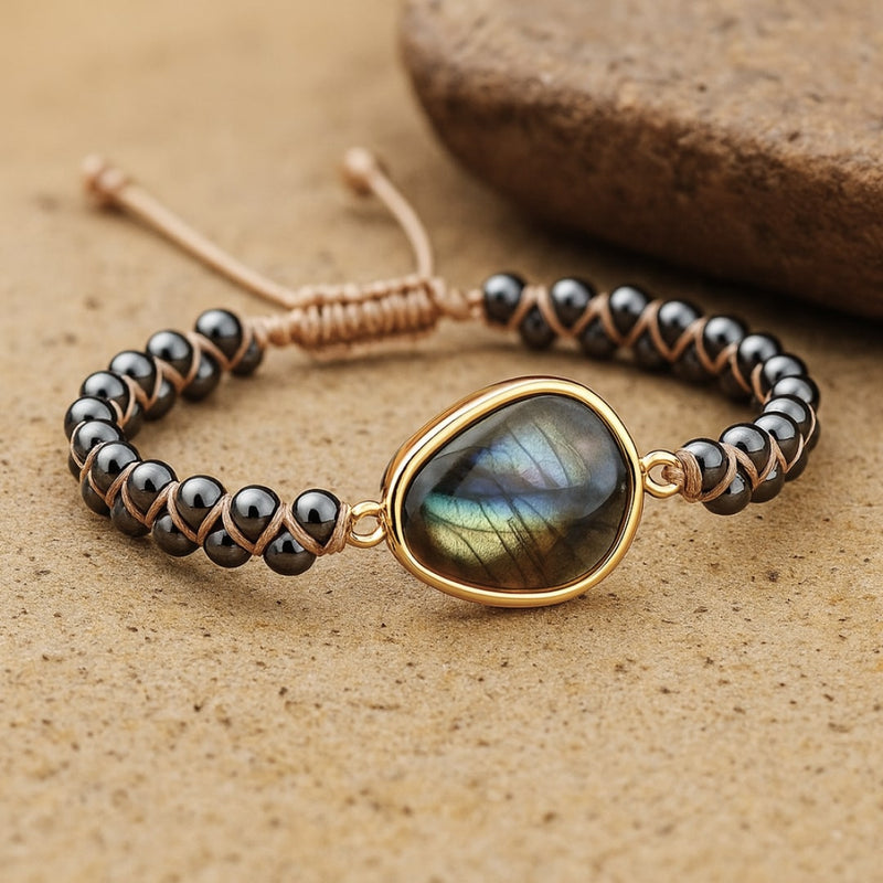 Bracelet "Oeil Céleste" en Labradorite & Hématite - - L'Arbre des Chakras