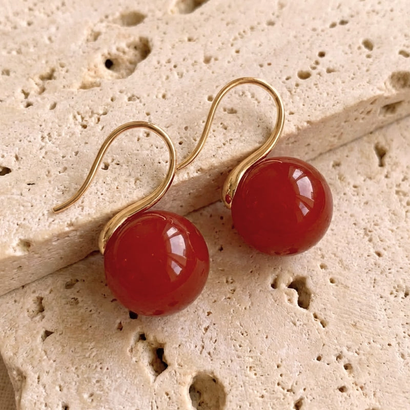 Boucles d’Oreilles "Élan & Sérénité" en Agate Rouge