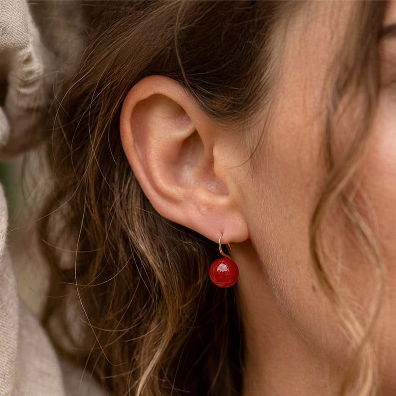Boucles d’Oreilles "Élan & Sérénité" en Agate Rouge