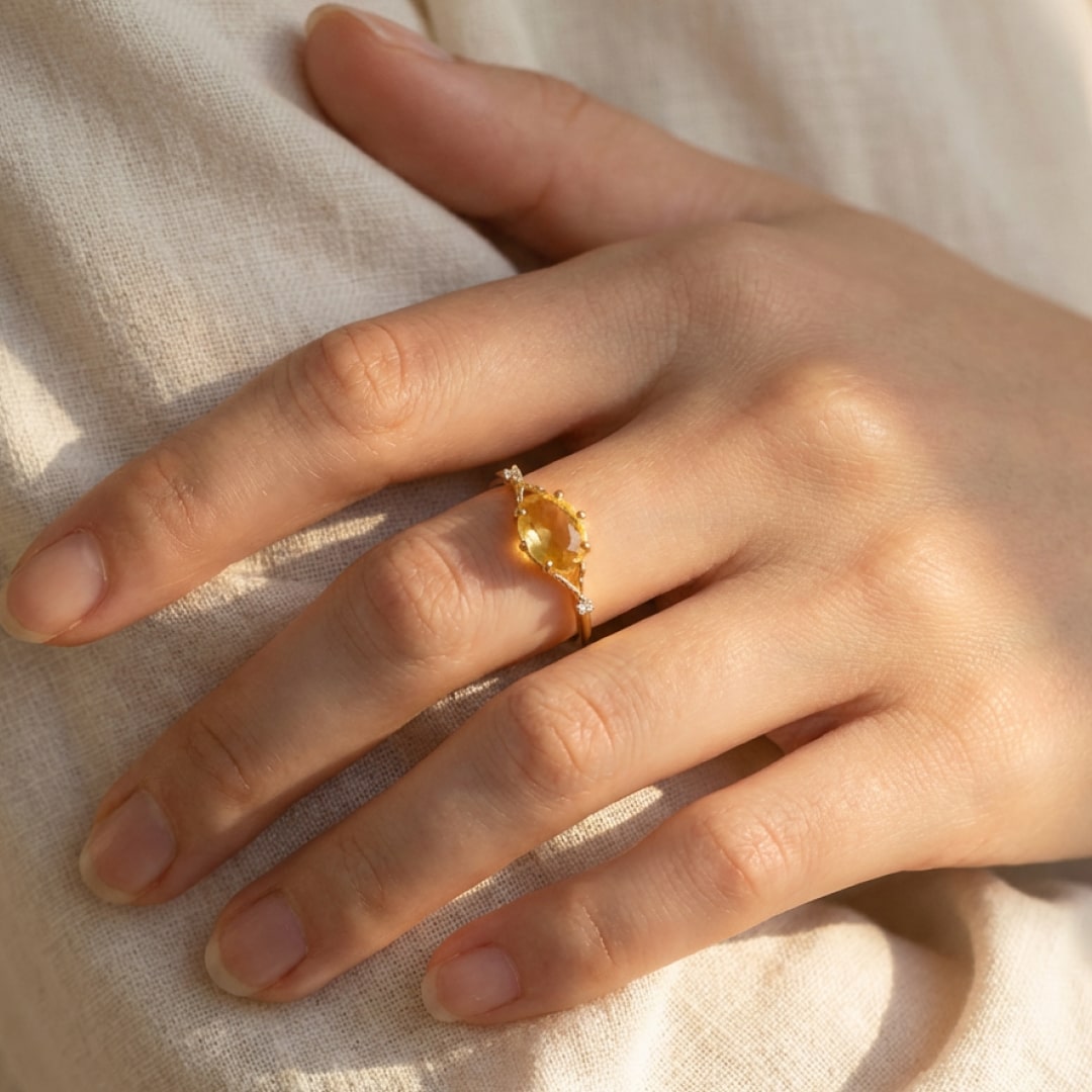 Bague "Rayon de Joie" en Citrine - - L'Arbre des Chakras
