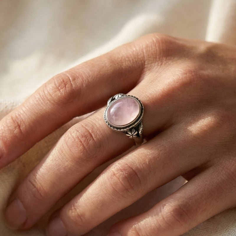 Bague "Douceur d'Amour" en Quartz Rose