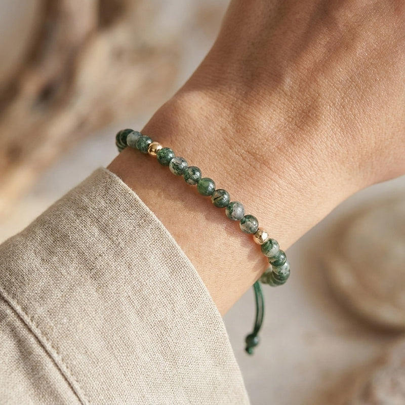 Bracelet Ajustable "Sérénité" en Agate Mousse