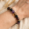 Bracelet "Harmonie & Protection" en Shungite, Quartz Fumé, Améthyste & Grenat - - L'Arbre des Chakras