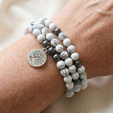 Bracelet Mala "Douceur Féminine" en Howlite - - L'Arbre des Chakras