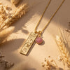 Collier Rectangle - Signe Astrologique et sa Pierre Naturelle - Verseau -Jaspe rouge - L'Arbre des Chakras