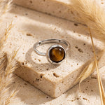 Bague Ajustable "Shakti" en Oeil de Tigre - - L'Arbre des Chakras