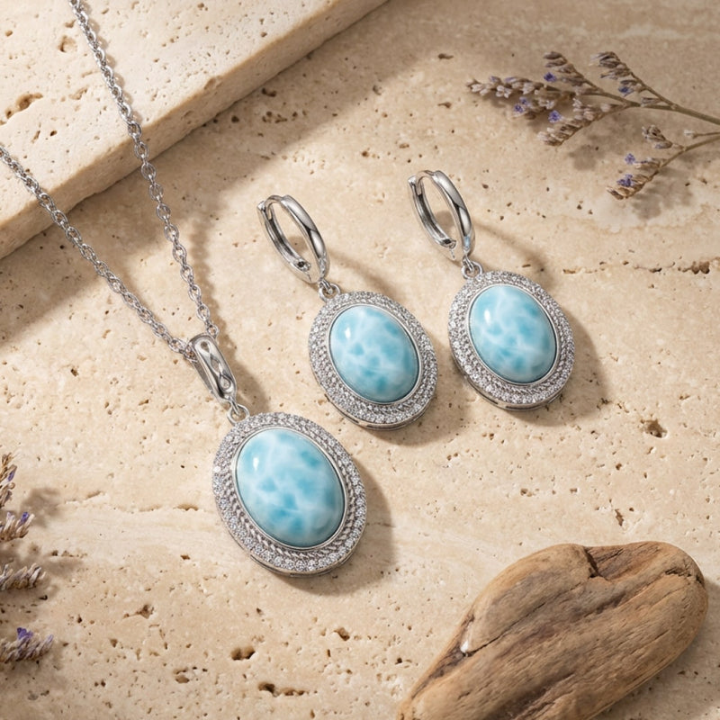 Collier "Bleu Tranquillité" en Larimar - - L'Arbre des Chakras