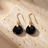 Boucles d'oreilles "Kaya" en Jaspe Rouge ou Agate Noire - Agate Noire / Argent - L'Arbre des Chakras