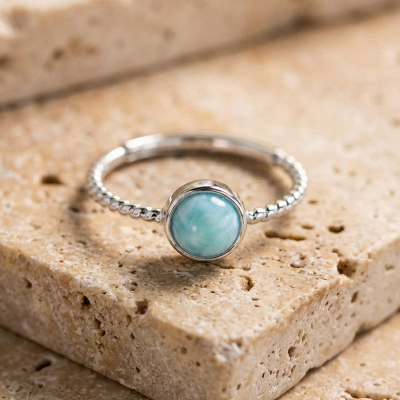 Bague "Douceur des Caraïbes" Pierre de Larimar