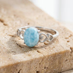 Bague Ajustable "Lagon Intérieur" en Pierre de Larimar - - L'Arbre des Chakras