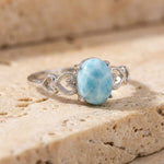 Bague Ajustable "Lagon Intérieur" en Pierre de Larimar - - L'Arbre des Chakras