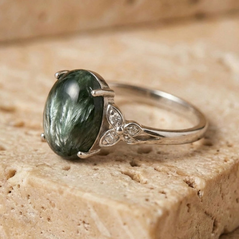 Bague Ajustable "Reconnexion" en Séraphinite