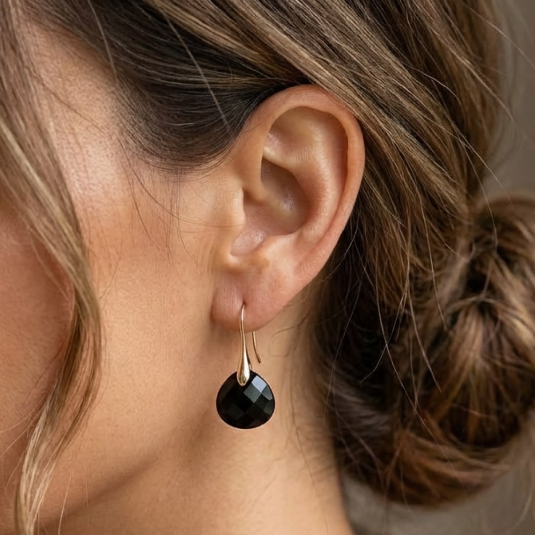 Boucles d'oreilles "Kaya" en Jaspe Rouge ou Agate Noire - - L'Arbre des Chakras