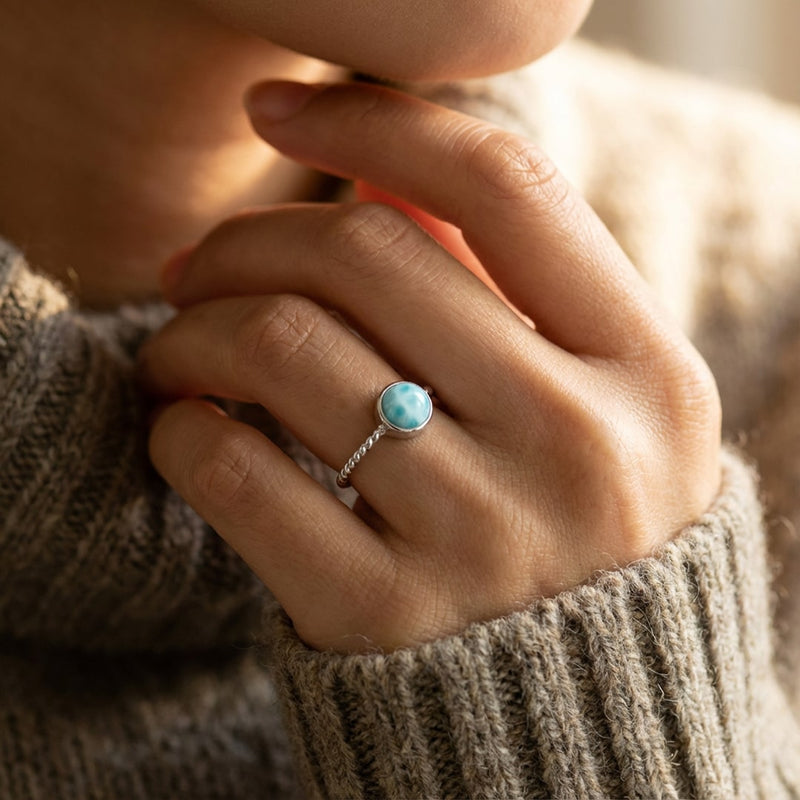 Bague "Douceur des Caraïbes" Pierre de Larimar