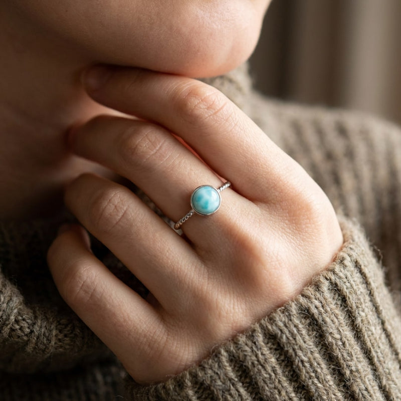 Bague "Douceur des Caraïbes" Pierre de Larimar