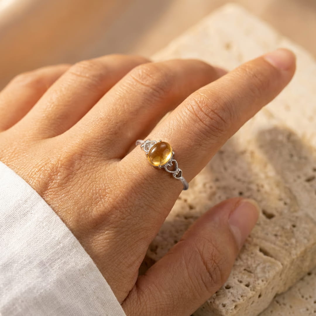 Bague Ajustable "Joie & Abondance" en Citrine - - L'Arbre des Chakras