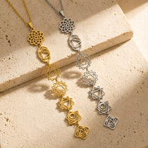 Collier 7 Chakras - 7 Symboles Gravés - - L'Arbre des Chakras