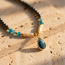 Collier Ras de Cou "Goutte" en Apatite - - L'Arbre des Chakras