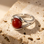 Bague Ajustable "Énergie Positive" en Agate Rouge - - L'Arbre des Chakras