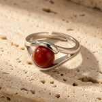 Bague Ajustable "Énergie Positive" en Agate Rouge - - L'Arbre des Chakras