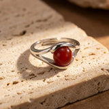 Bague Ajustable "Énergie Positive" en Agate Rouge - - L'Arbre des Chakras