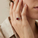 Bague Ajustable "Énergie Positive" en Agate Rouge - - L'Arbre des Chakras