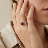 Bague Ajustable "Énergie Positive" en Agate Rouge - - L'Arbre des Chakras