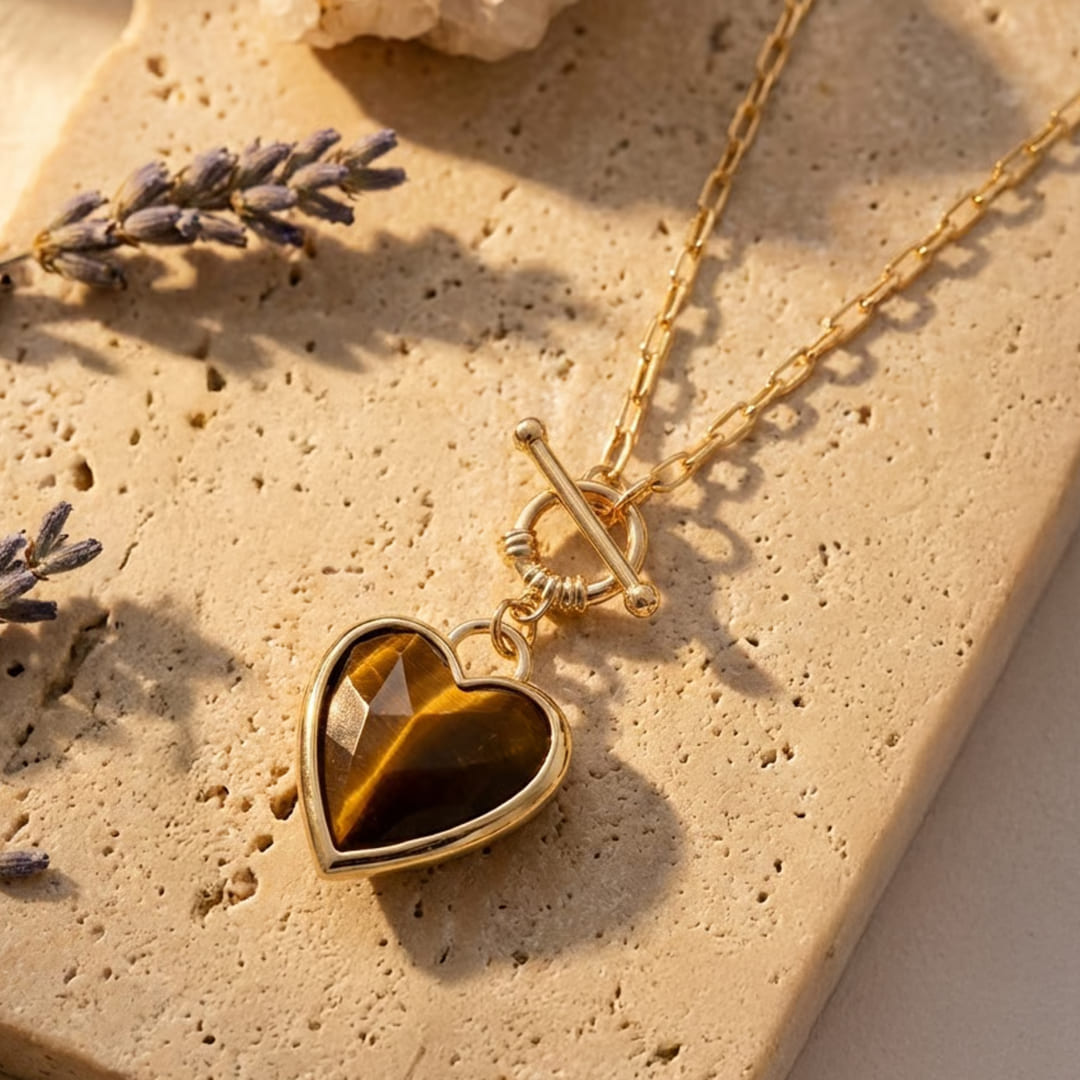 Pendentif "Sérénité du Cœur" en Pierres Naturelles - Oeil de Tigre - L'Arbre des Chakras