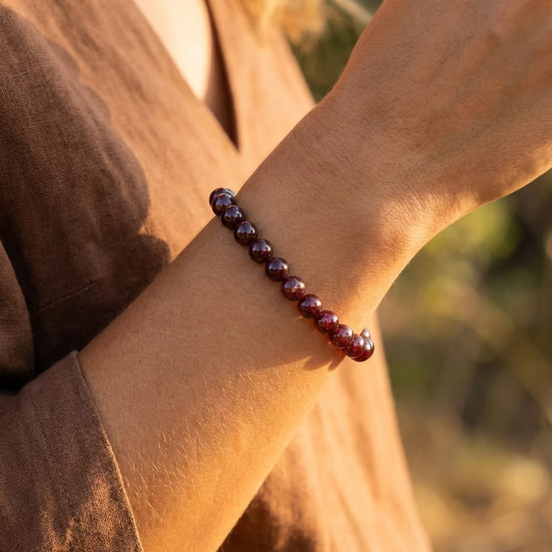 Bracelet "Force de Vie" en Grenat Almandin - - L'Arbre des Chakras
