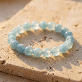 Bracelet "Bonheur" en Aigue-Marine - 6mm / 17cm - L'Arbre des Chakras