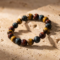Bracelet "Oeil Multiple" en Oeil de Tigre, Oeil de Taureau & Oeil de Faucon - 6mm / 17cm - L'Arbre des Chakras