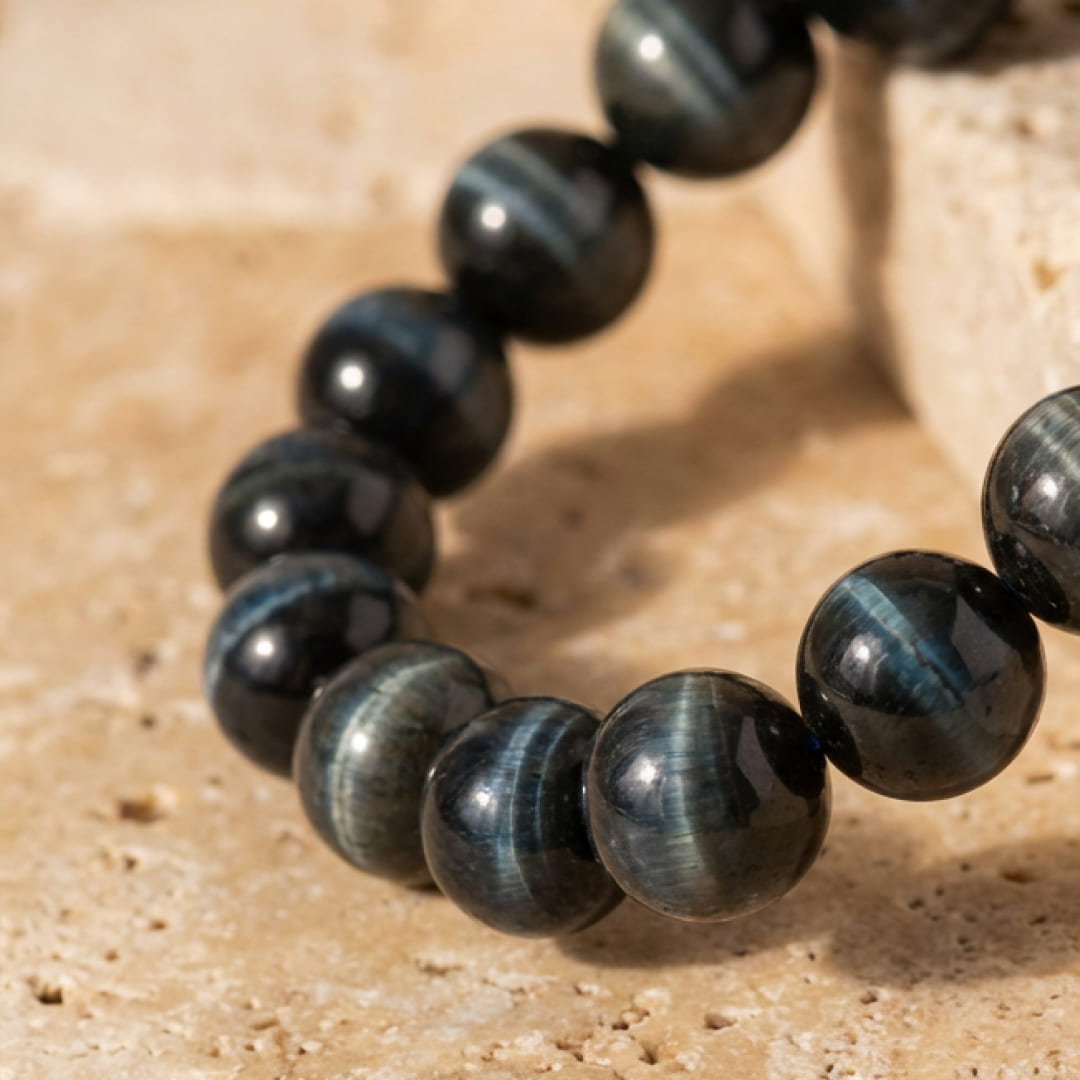 Bracelet "Ange Gardien" en Oeil de Faucon - - L'Arbre des Chakras