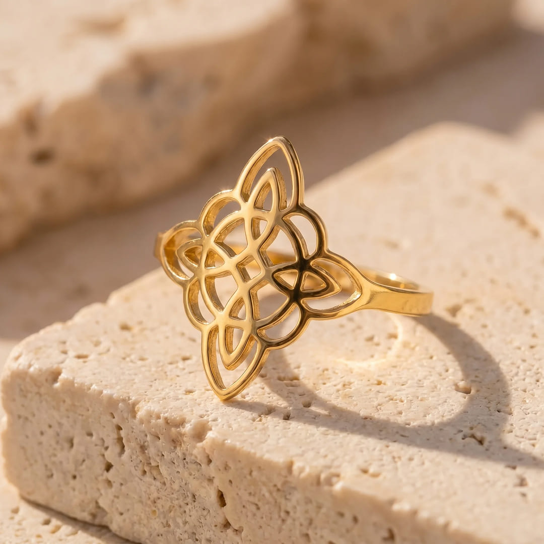 Bague Ajustable "Protection Éternelle" - Noeud de Sorcière - - L'Arbre des Chakras